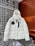 Moncler White Clairy Oversized Down Jacket with Stand Collar