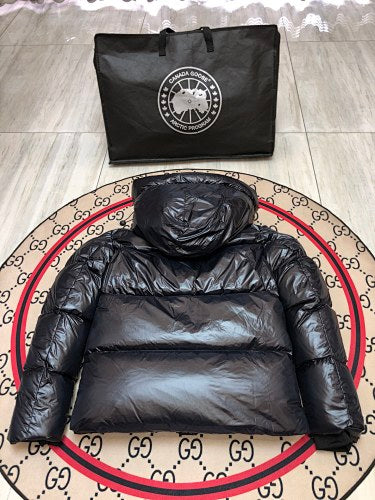 Canada Goose Black Glossy Puffer Jacket with Hood