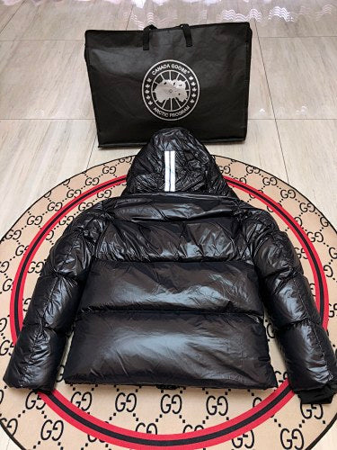 Canada Goose Black Glossy Puffer Jacket with Hood