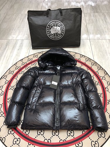 Canada Goose Black Glossy Puffer Jacket with Hood