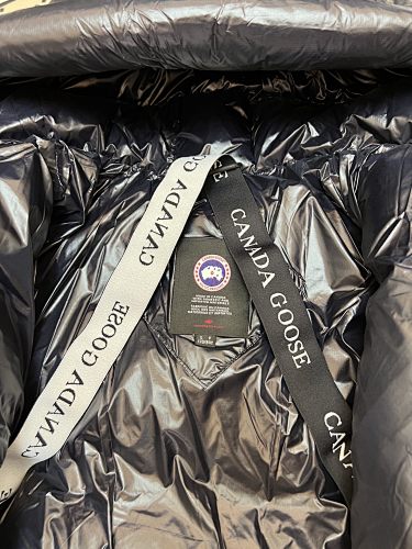 Canada Goose Black Glossy Puffer Jacket with Hood