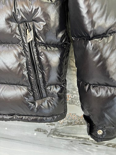 Moncler Black Montbeliard Short Down Jacket with Hood