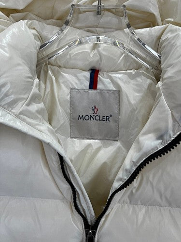 Moncler Ivory Montbeliard Short Down Jacket with Hood