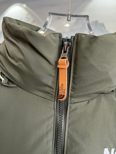The North Face Blue Nuptse 700-Fill Down Jacket with Olive Contrast Yoke