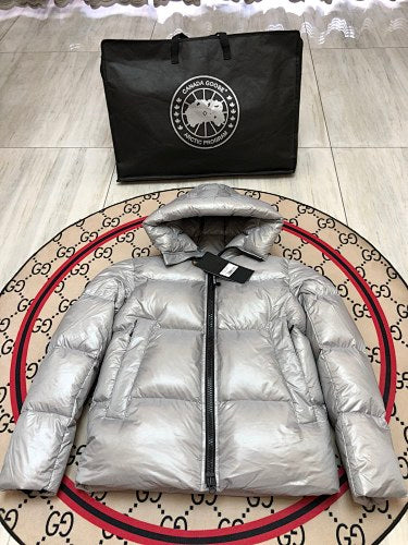 Canada Goose Silver Metallic Down Jacket