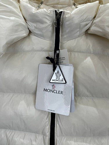 Moncler Ivory Montbeliard Short Down Jacket with Hood