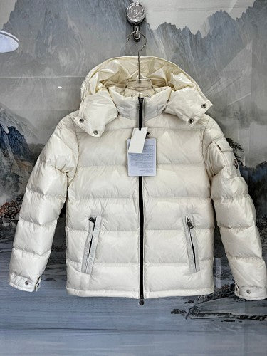 Moncler Ivory Montbeliard Short Down Jacket with Hood