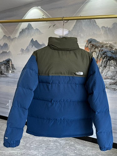 The North Face Blue Nuptse 700-Fill Down Jacket with Olive Contrast Yoke