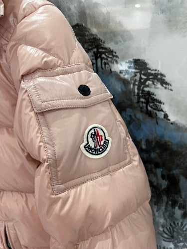 Moncler Rose Gold Maya Short Down Jacket with Detachable Hood