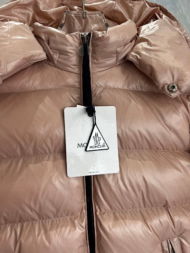 Moncler Rose Gold Maya Short Down Jacket with Detachable Hood