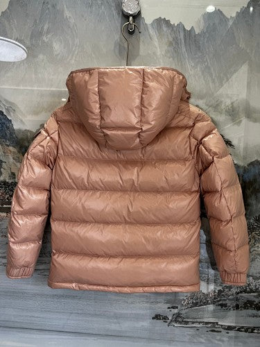 Moncler Rose Gold Maya Short Down Jacket with Detachable Hood