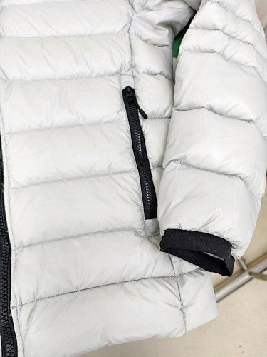 Canada Goose White Banded Down Jacket with Ribbed Trim