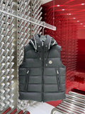 Moncler Charcoal Down Vest with Detachable Hood