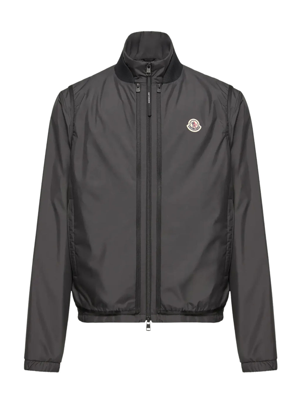 Moncler Charcoal Lightweight Technical Zip Jacket with Woven Logo Patch