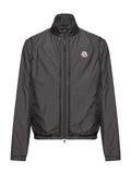 Moncler Charcoal Lightweight Technical Zip Jacket with Woven Logo Patch