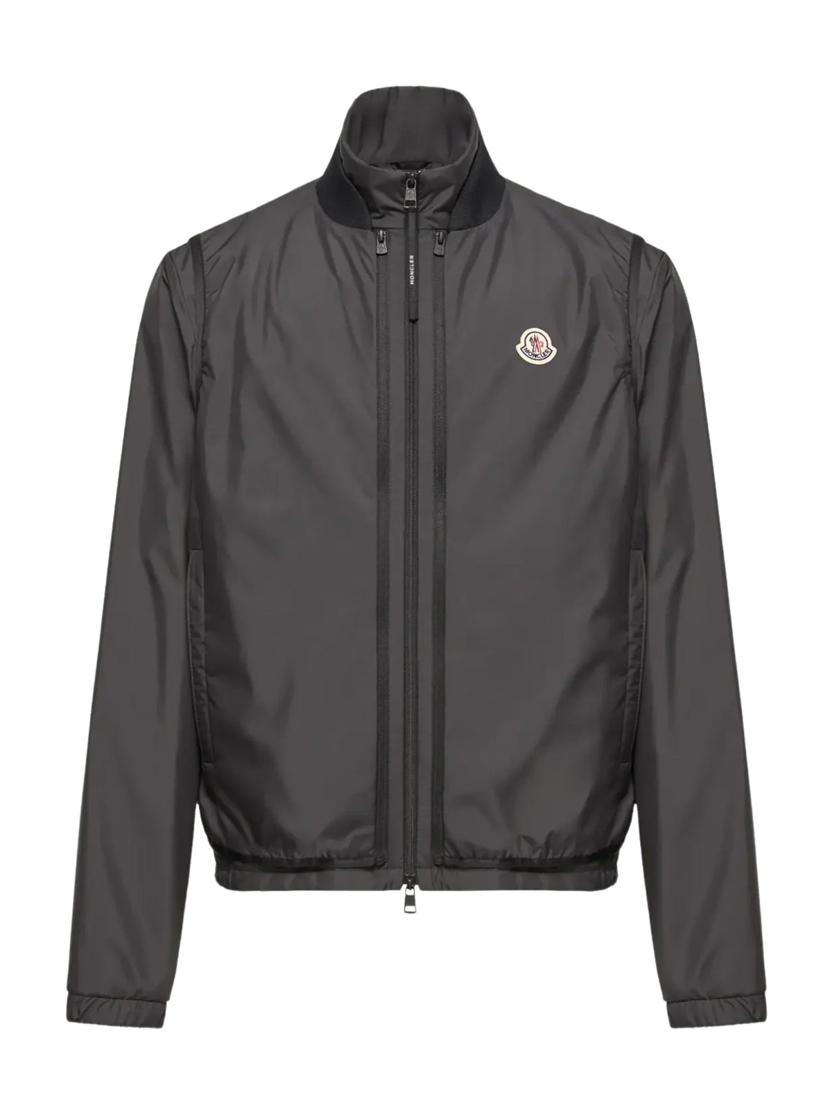 Moncler Charcoal Lightweight Technical Zip Jacket with Woven Logo Patch