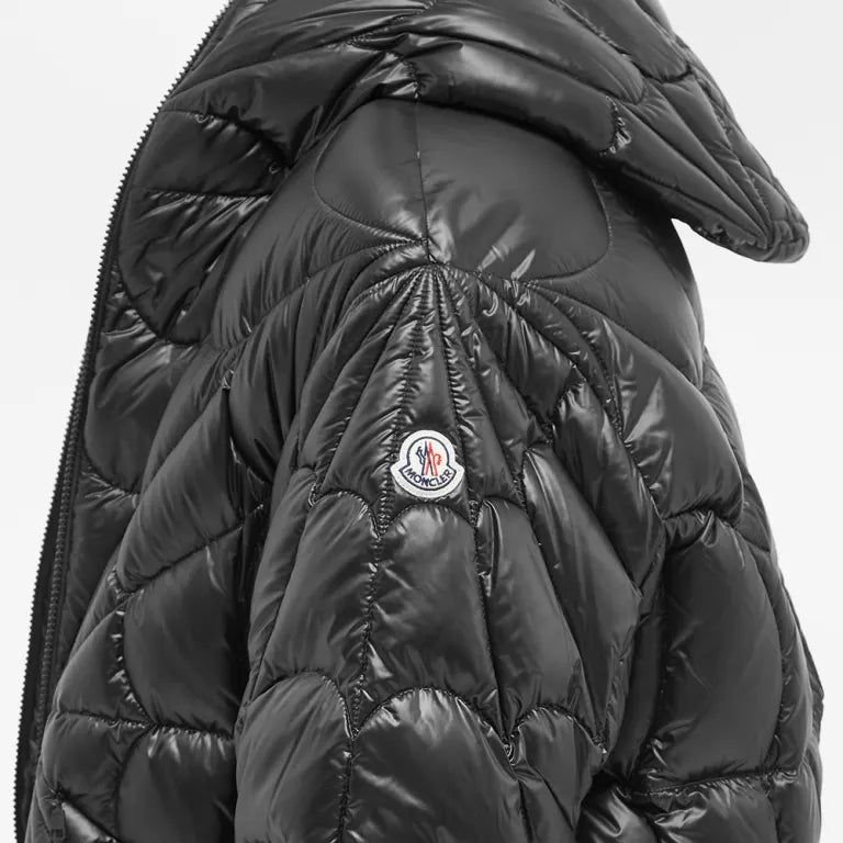Moncler Black Dingyun Zhang Spiderweb Quilted Hooded Down Jacket
