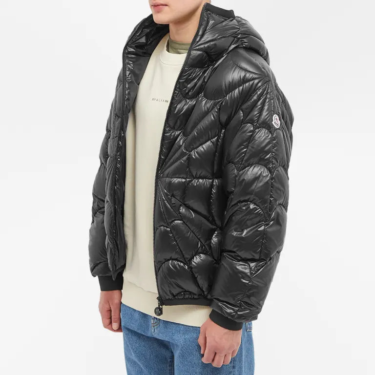 Moncler Black Dingyun Zhang Spiderweb Quilted Hooded Down Jacket