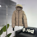 Moncler Grenoble Camel Chaberton Hooded Down Jacket with Tricolor Zip Detail