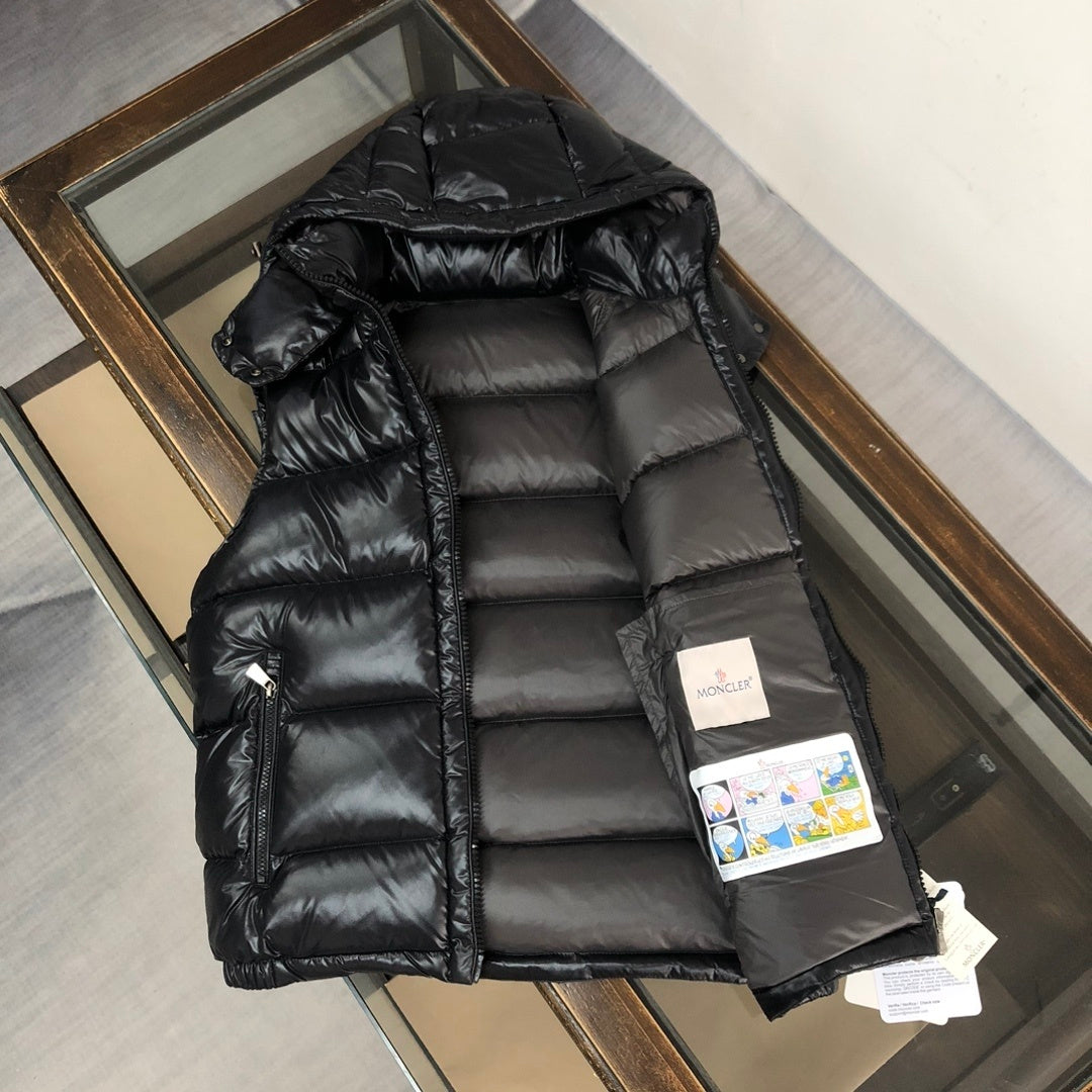 Moncler Black Hooded Down Vest