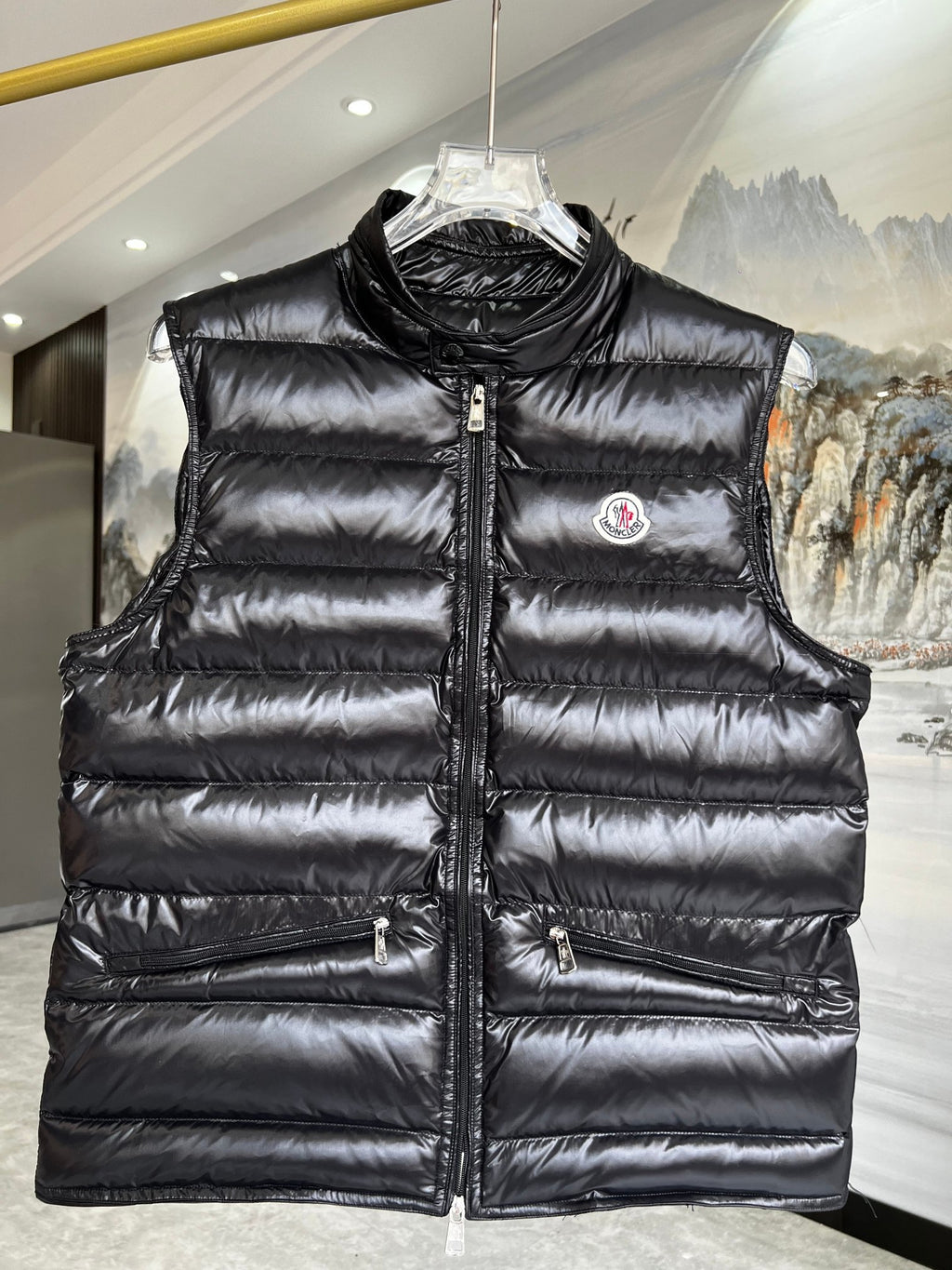 Moncler Black Glossy Down Vest