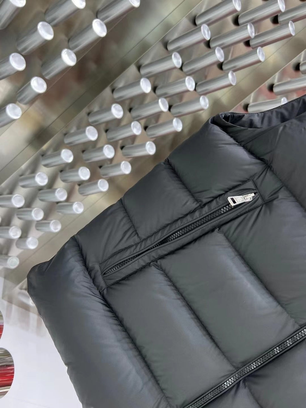Moncler Charcoal Down Vest with Detachable Hood