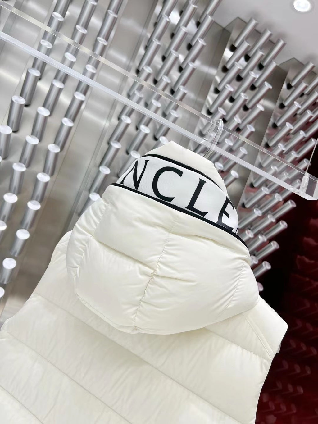 Moncler White Down Vest with Hood