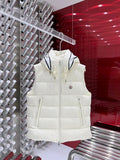 Moncler White Down Vest with Hood