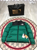 The North Face Green Nuptse 700-Fill Down Jacket with Black Contrast Yoke
