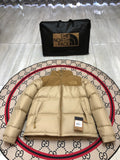 The North Face Khaki Nuptse 700-Fill Down Jacket with Tan Contrast Yoke