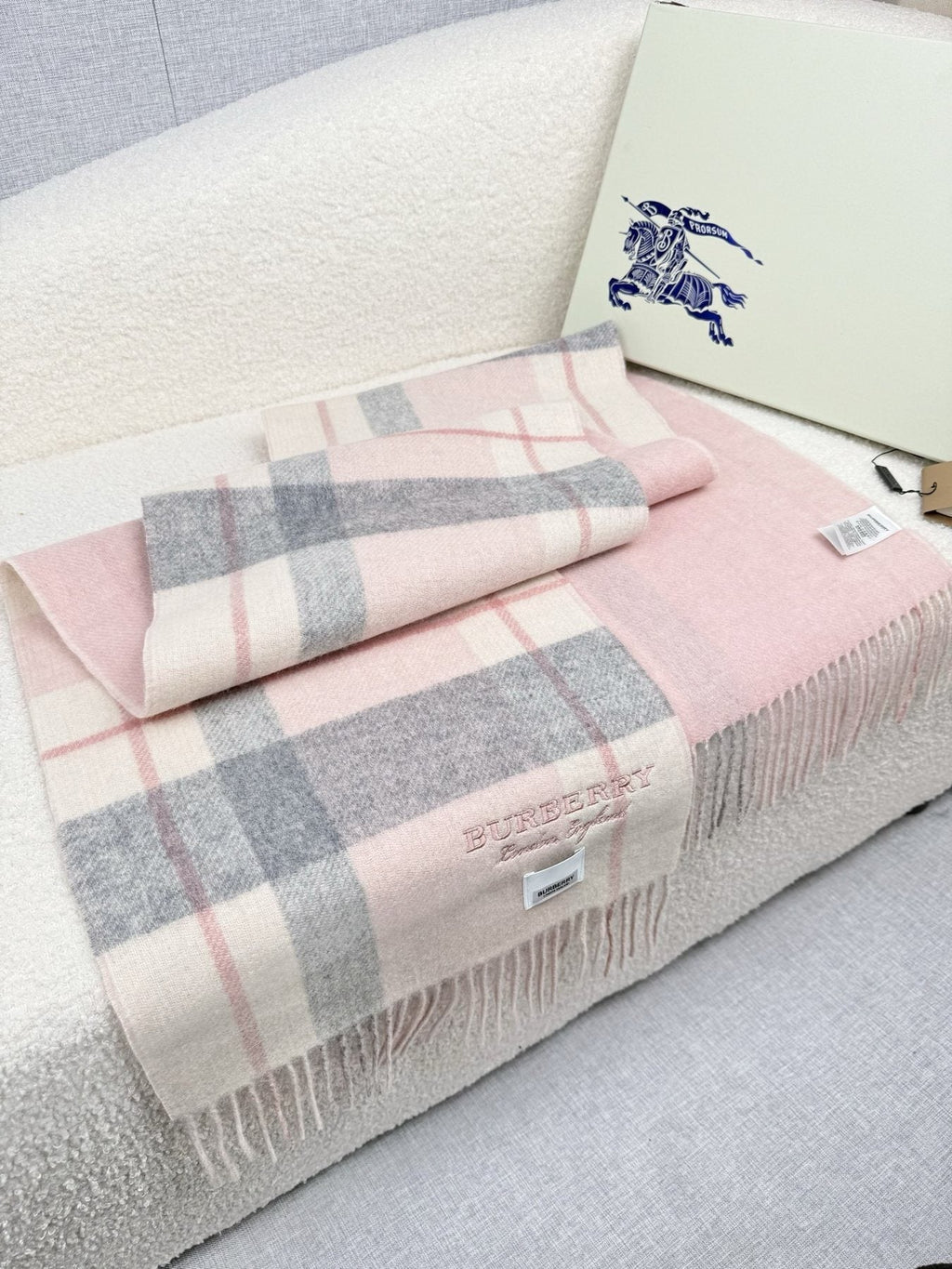 Burberry Double-Sided Plaid Fringe Scarf